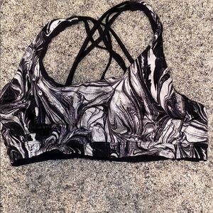 marble open back sports bra